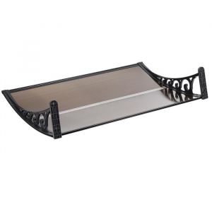 Auvent de Porte Entrée Marquise Solaire 100x150cm - Marron - Polycarbonate - Aluminium