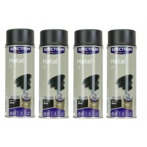 Peinture - Lot 4 Bombes - Noir Mat - Acrylique - 400 ml - Séchage rapide 10 min