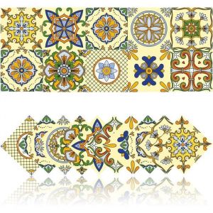 Autocollants Carrelage - Non spécifié - 20 Pcs - PVC Imperméable - Style Rétro - 10x10cm Jaune