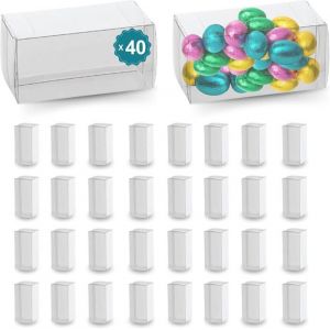 40 Bo&icirc;tes en Ac&eacute;tate Transparent 60x40x90 mm  Bonbonni&egrave;re en Plastique : Drag&eacute;es Macarons Gateaux