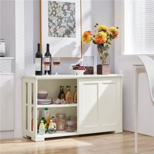 Buffet bas de cuisine - YAHEETECH - 106,7 x 33 x 63 cm - Blanc - 2 portes coulissantes