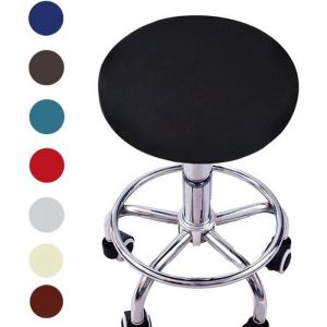 DrmKer 4pcs housses de protection en polyester spandex pour tabouret de bar cuisine rond hôtel bureau mariage 35cm - 40cm Noir
