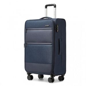 British Traveller Valise de Voyage Moyenne Taille Souple (70x43x25cm) - Valise de Soute à 4 Roulettes avec Serrure TSA Marine