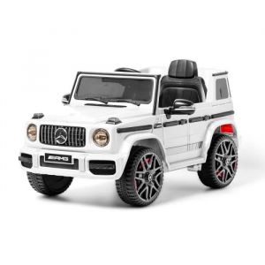 Voiture &eacute;lectrique pour enfant Mercedes G63 AMG 12v Blanc - Contr&ocirc;le parental - Suspension arri&egrave;re &agrave; ressort