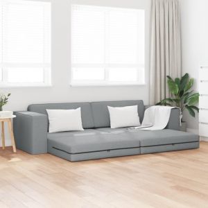 Moderne Canapé Relax convertible-Canapé Lit de Sol 2-en-1 Gris Clair 245x150x60.5 cm Tissu - Canapé salon Mode @FR(134948)