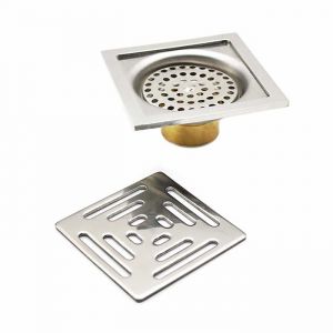 Drain de Douche Carr&eacute; Siphon De Sol Anti-OdeurAcier Inoxydable Drain de Plancher avec Passoire Filtre (100 mm x 100 mm)