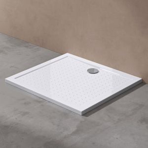 Receveur de douche bac à douche Sogood Lucia04AR acrylique anti-glisse blanc plat rectangulaire 70x80x4cm avec bonde AL02