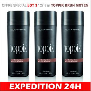 Poudre densifiante - TOPPIK - 275 gr - Couleur CHATAIN - Volume - Calvitie