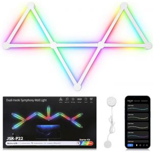 Panneau LED Gaming Murale Lampe9 Barres Smart RGB Modulaires LightWi-Fi et Bluetooth16M Couleurs44 Sc&egrave;ne6 Rythme Musical