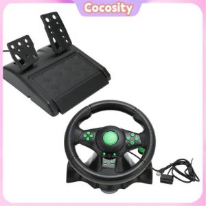 Volant de Course PC Conduite avec P&eacute;dale pour Jeu Volant Direction 180 Degr&eacute;s Changement de Vitesse de Course de Voiture