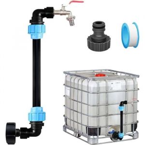 Robinet IBC Col de Cygne de Cuve Robinet Cuve 1000L Kit de Raccordement IBC Sortie Robinet 3/4 Pouce Adaptateur de Réservoir