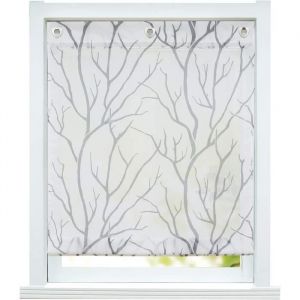 Store enrouleur bateau romain sans percage Avec crochets en U pour cuisine L-H 80x140cm -Crochet en U branche grise sur fond blanc