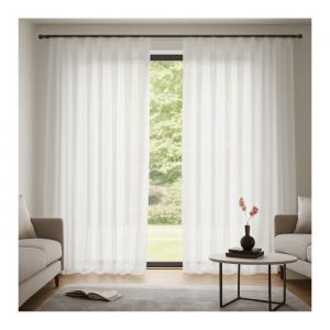 Rideau voilage &eacute;tamine effet lin avec ruflette 280x250 cm