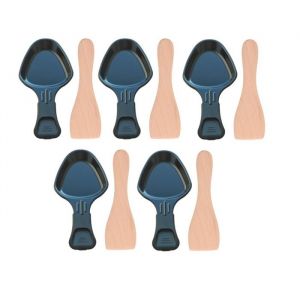 Lot de 5 coupelles à raclette et 5 pelles en bois pour Poêlon spatule raclette Raclette gril Wok AS306001 AS306003 TEFAL
