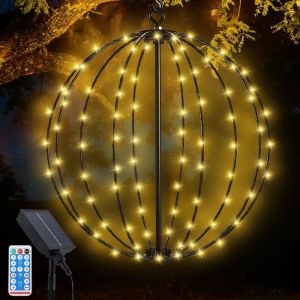 Lumineuse Solaire Exterieur 120Led Boule Lumineuse Pliable 8 Modes 30Cm Imperm&eacute;able D&eacute;coration Lumi&egrave;re Globes Lumineux Pour No&euml;l
