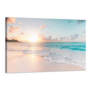Tableau paysage nature plage - Décoration murale - 120x80cm - Impression haute résolution sur toile tendue sur un cadre en bois