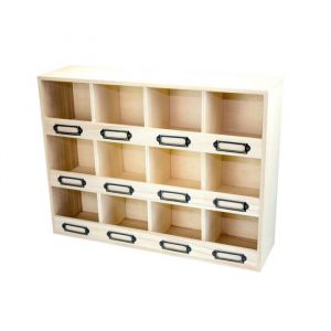 Petit Casier en bois 12 cases porte-étiquettes 415 x 31 x 11 cm