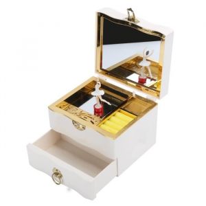 Boîte à musique danseuse TBEST - Classique - Blanc - Avec rangement pour bijoux