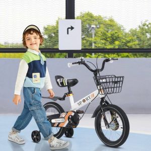 JEOBEST V&eacute;lo Denfant 12 Pouces pour Filles et Gar&ccedil;ons de 2 &Agrave; 4 Ans avec Stabilisateurs avec panier Bicyclette en acier