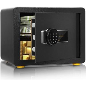 Coffre-fort de S&eacute;curit&eacute; Electronique COSTWAY 2 Cl&eacute;s+Code Digital avec Alarme-Code Masqu&eacute;-40 x 30 x 31 CM-en Acier-Etag&egrave;re Amovible