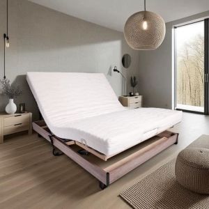 Ensemble relaxation matelas + sommier &eacute;lectrique 140x190 - Mousse - Ferme - TALCA Fabrication fran&ccedil;aise