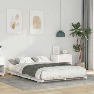 Cadre de lit surélevé Double - sans matelas - sommier au sol Blanc 140x190 cm - bois massif en pin - 190x140x10 cm 2789627
