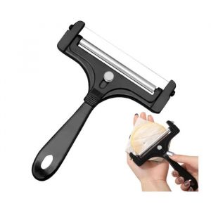 Coupe Fromage avec Rouleau et 3 fil de Coupe &eacute;paisseur de Coupe Variable pour Fromage et Beurre Coupe Roul&eacute;e Aluminium Noir