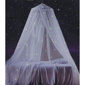 Moustiquaire de Lit - Ciel du Lit avec &eacute;toiles fluorescentes - Blanc - Enfant - 06x25x12m blanc avec &eacute;toiles fluoresc