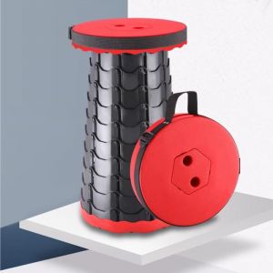 BenyLed Tabouret T&eacute;lescopique Tabouret Pliant R&eacute;tractable Portable Pliable pour Les Voyages Camping P&ecirc;che Lext&eacute;rieur ( Rouge)