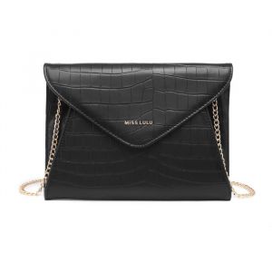 Sac &agrave; Main femme 19x30x4.5cm Sac &agrave; Main en Cuir Sac Port&eacute;s Epaule Sac &agrave; Bandouli&egrave;re en Imprim&eacute; Crocodile Femme Crossbody Gift Noir
