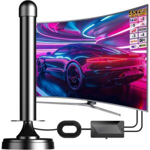 Antenne TV Int&eacute;rieure Puissante TNT HD 2025 le plus r&eacute;cent Antenne TV Int&eacute;rieur avec Amplificateur de Signa ANTENNE (HORS PARABOLE)