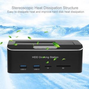 Tbest Station daccueil pour disque dur externe USB3.0 vers SATA pour HDD 2.5/3.5 pouces et cartes SD/TF