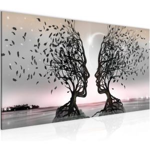 Tableau Decoration Murale - Couple dAmoureux - 40x100cm DIY cadre Moderne Toile non Tissée - Salon Salle - Abstrait Arbre Gris