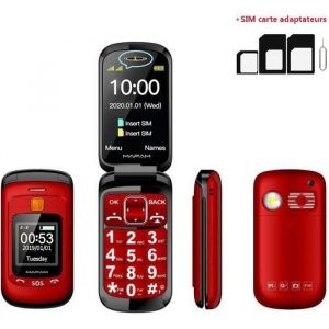 Téléphone mobile senior à clapet - MARQUE - Double écran LCD - Sonnerie ultra forte - Bouton SOS - Rouge