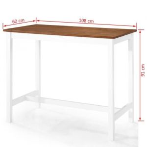 Table de Bar en Bois Massif - HOMGEEK - Rectangulaire - Marron - 108 x 60 x 91 cm