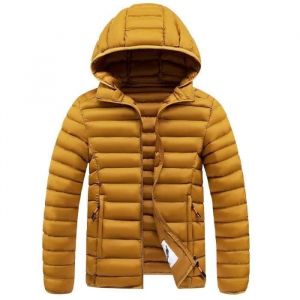 Doudoune chauffante Hommes hiver legere - Trench avec capuche - XD532 - Jaune