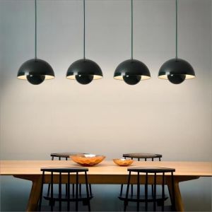 WOTTES Lustre Suspension Luminaire Moderne Style Scandinave 23*16CM Conception Lustre Pod E27 M&eacute;tal vert fonc&eacute; 4pcs pour Cuisine