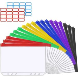 Pochettes Classeur En Plastique A5 Pochettes Perforées 6 Trous Sacs Zippés À Feuilles Mobiles Colored Zipper Loose-Leaf Bag Po