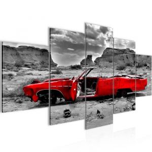 Runa art Tableau D&eacute;coration Murale Voiture Grand Canyon 200x100 cm - 5 Panneaux Deco Toile Pr&ecirc;t &agrave; Accrocher 602251a
