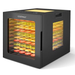 Déshydrateur Alimentaire COSTWAY-Séchoir à 10 Plateaux en Acier Inox-10 Programmes Préréglés-Minuterie 48H-Température 30-75℃