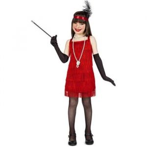 D&eacute;guisement - Charleston Fringes Rouge - Robe avec ruban plume - Pour fille - 5 ans et plus