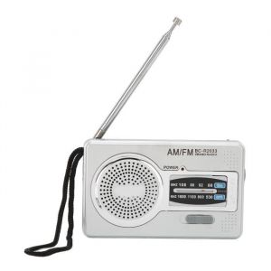 Radio portable - OMABETA - Mini Radio à Transistor AM FM - Haut-parleurs 5W - Prise casque - Gris argenté