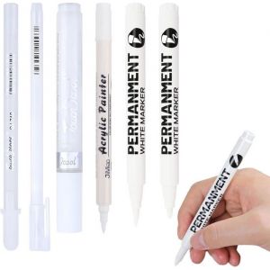 Stylos Marqueur Acrylique Classiques 6PCSEnsemble de Feutre Blanc Ind&eacute;l&eacute;bileMarqueur Blanc et Feutre Textile PermanentParfaits