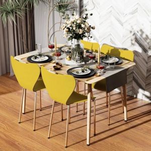Chaises Design De Cuisine Salle À Manger Plastique - PIPIPOXER - Lot de 4 - Jaune - Ergonomique - Empilable