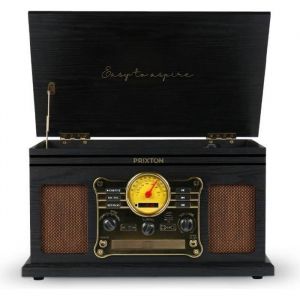 Platine Vinyle PRIXTON Century Tourne-disque Bluetooth/USB/CD/Cassetes Numérisation des vinyles 2 Haut-parleurs Couleur Noir