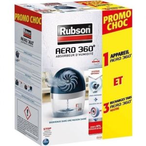 RUBSON Absorbeur dhumidité Aéro 360° Promo choc 20 m² + 3 recharges