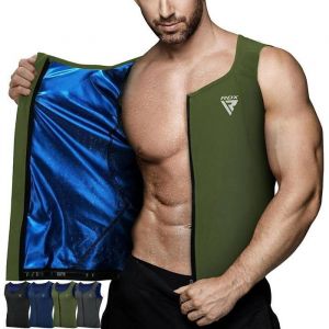 Gilet Sauna Homme RDX Chauffant Amincissant Fitness Taille Trainer Vert arm&eacute;e 4XL