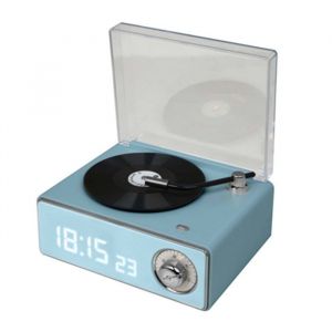 Bigben enceinte bluetooth r&eacute;veil en forme de tourne disque bleu BTTDMINIBL