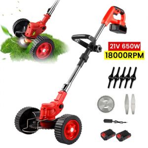 Tondeuse &agrave; Gazon &Eacute;lectrique Pliable sans Fil - L&eacute;g&egrave;re et Silencieuse - Manche T&eacute;lescopique 90-120cm - 2h00 dAutonomie