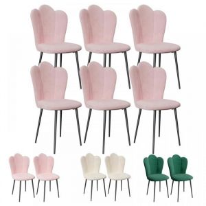 Lot de 6 Chaises de Salle &agrave; Manger Rose Chaise de Cuisine Chaise Rembourr&eacute;e Pieds en M&eacute;tal pour Salle &agrave; Manger Cuisine